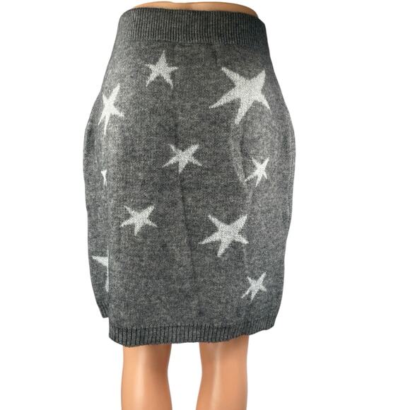 Shein Gray Star Print High Elastic Waist Pull-On Mini Straight Pencil Skirt Sz L - Picture 3 of 5